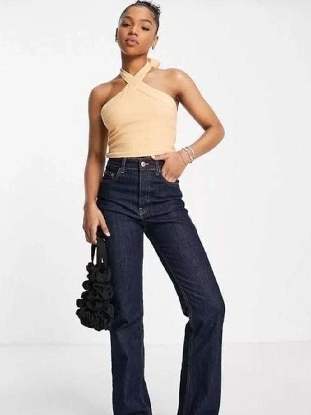 Abercrombie Cropped Linen-Blend Halter Top NWT